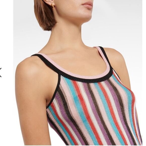 NWT REBECCA VALLANCE Striped Metallic MELANGE KNIT MAXI Dress Medium - Picture 3 of 15